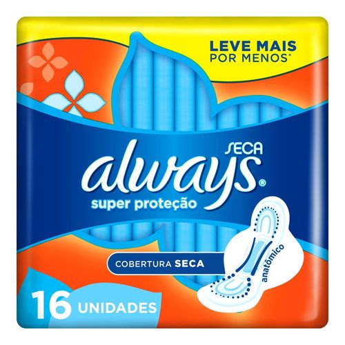absorvente Always Super Proteção Seca Com Abas 16 un - Always