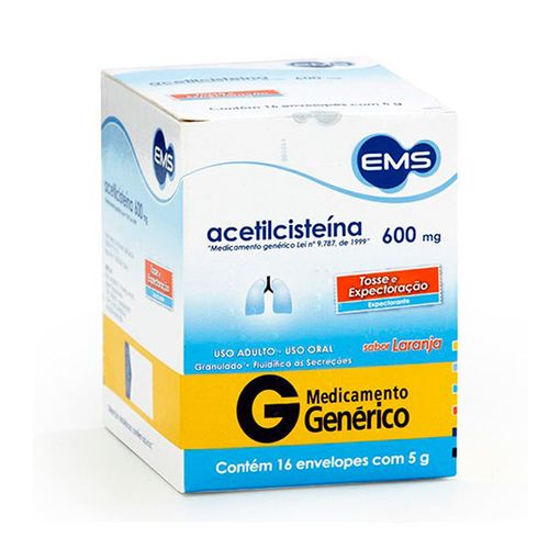 Acetilcisteina Genérico EMS 600 mg com 16 envelopes com 5g cada