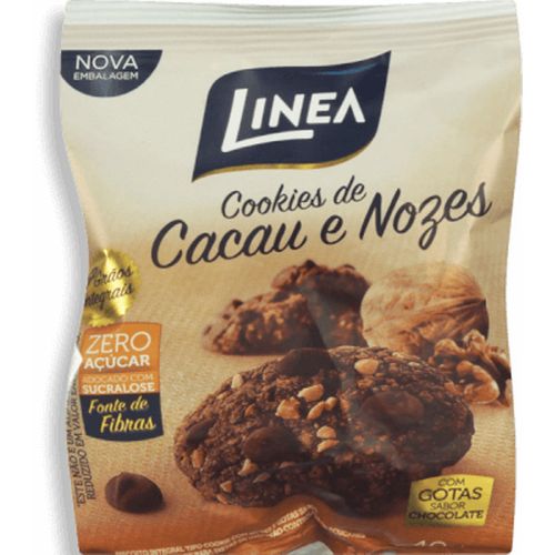 Biscoito Linea Sucralose Cookies Zero Açúcar Chocolate Nozes 40G - Linea