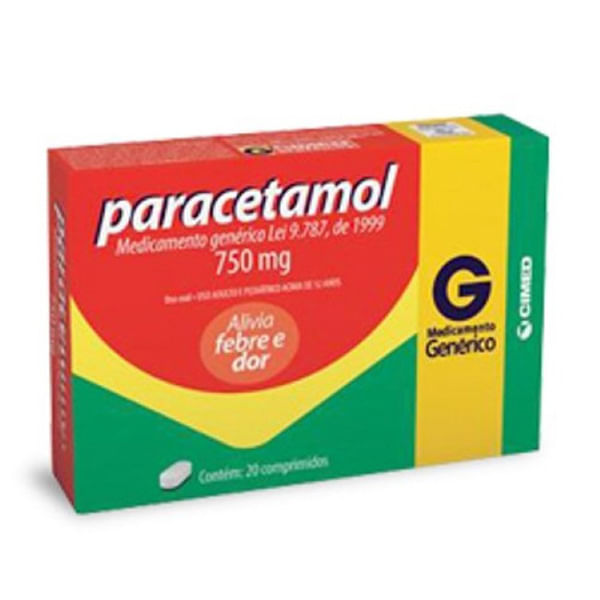 Paracetamol 750mg 20 Comprimidos Genérico Cimed Drogaria Rosário