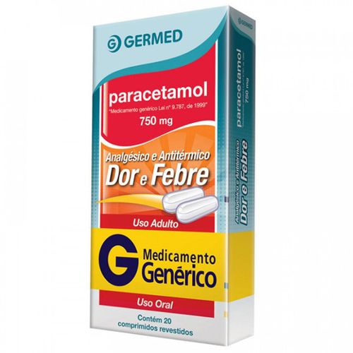 Paracetamol 750mg 20 Comprimidos Revestidos - Genérico - Germed