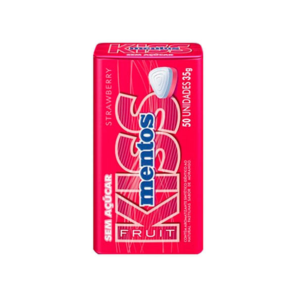 Pastilhas Mentos Kiss Sacu Morango Lata 35g Mentos 1341