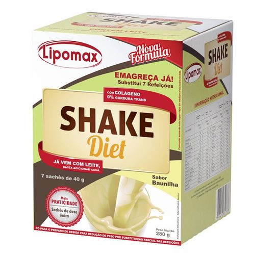 Shake Diet Lipomax Sabor Baunilha 40G 07Sach - Lipomax