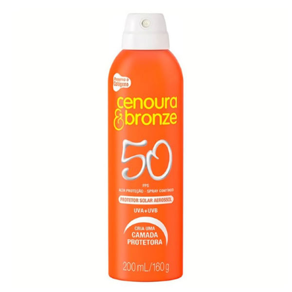 Protetor Solar Aerossol Cenoura e Bronze FPS 50 200ml