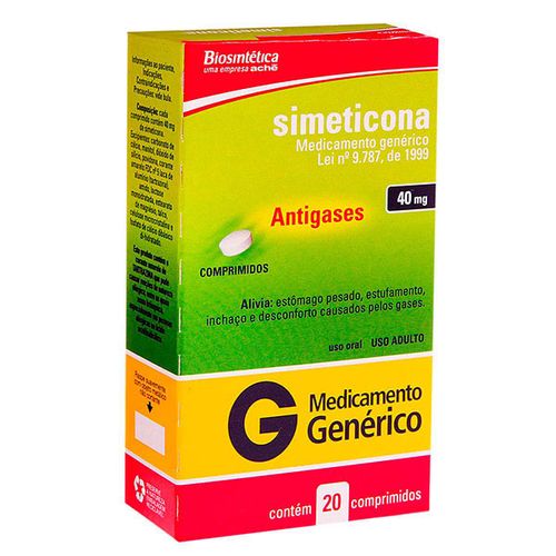 Simeticona 40mg 20 Comprimidos - Genérico - Biosintética