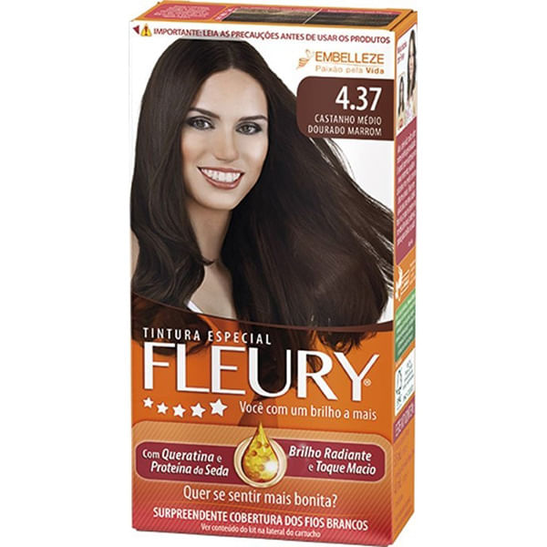 Tintura Fleury 4.37 Castanho Médio Dourado - Fleury