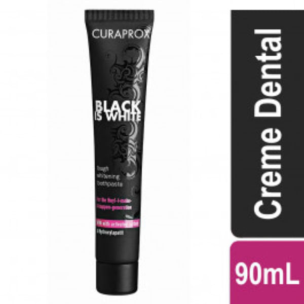 Creme Dental Black Is White 90ml Flúor 1450ppm Curaprox - Drogaria