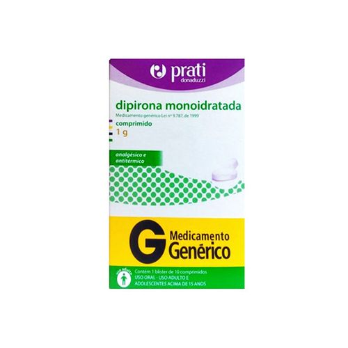Dipirona Sodica 1G 10 Comprimidos - Genérico - Prati Donaduzzi