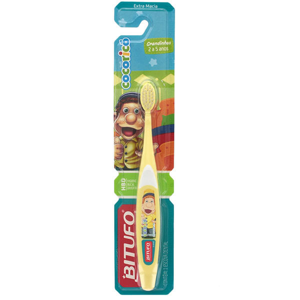 Escova De Dentes Bitufo Cocorico Grandinhos Extra Macia 02 A 5 Anos - Bitufo