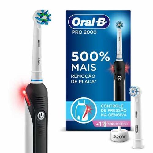 Escova Dental Elétrica Recarregável Oral-B Pro 2000 Sensi Ultrafino 220v com 1 Unidade + Refil