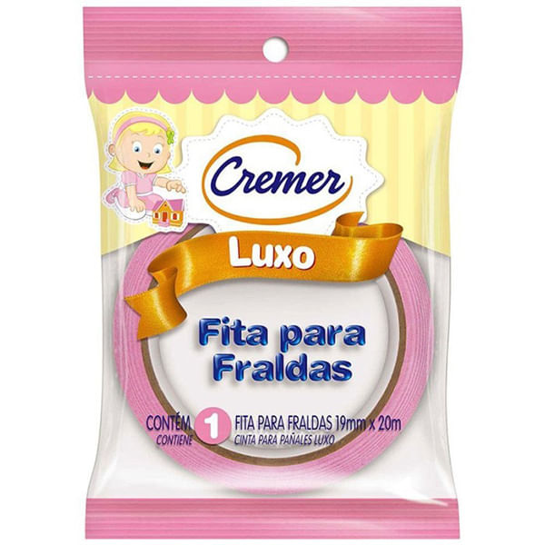 Fita Adesiva Fraldas Cremer Luxo Rosa 1un 19mmx20m