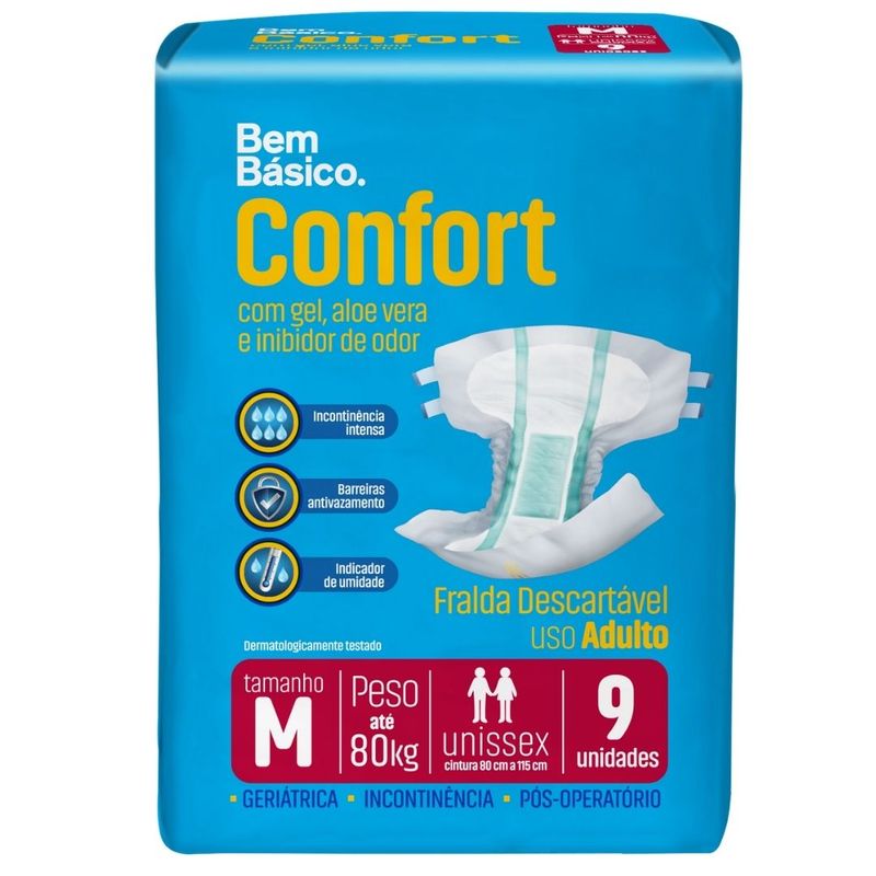 Fralda Geriátrica Bem Básico Confort M 9UN