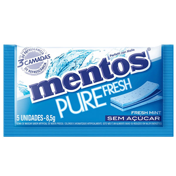 Goma De Mascar Mentos Pure Fresh 3 Camadas Mentalterado 8,5G 15Un - Mentos