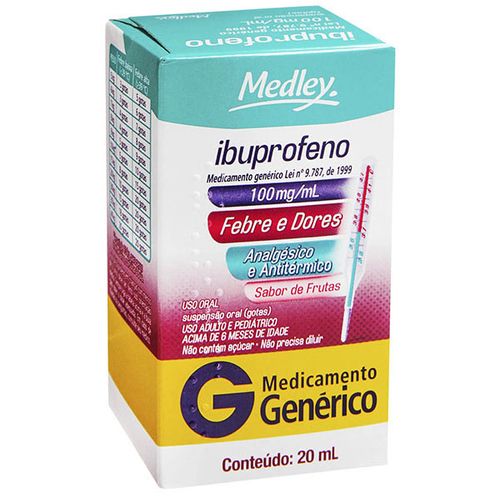 Ibuprofeno 100mg/ml 20ml Suspensão Oral Genérico Medley