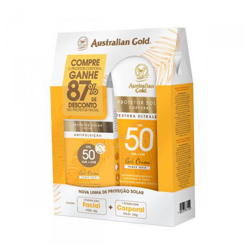 Kit-Australian-Gold-Protetor-Solar-Corporal-FPS50---Protetor-Solar-Facial-FPS50