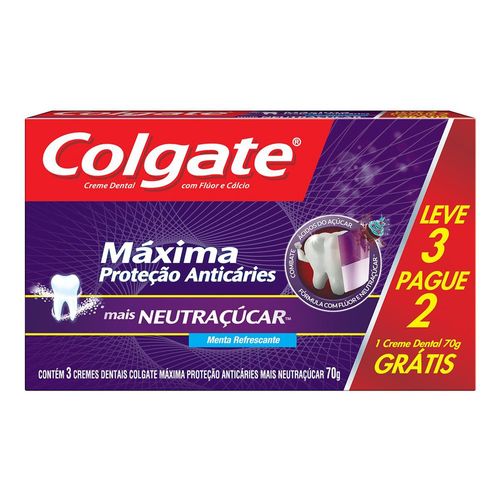 Kit Creme Dental Colgate Max Protetor Anticar Neutracucar 70G - Leve 3 Pague 2 - Colgate Mpa