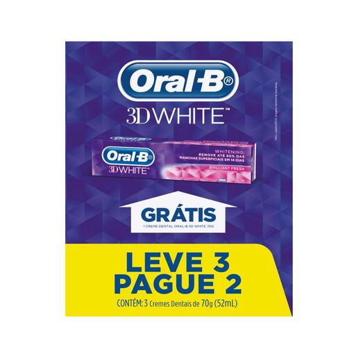 Kit Creme Dental Oral-B 3D White 70g C/ 3 Cremes Dentais
