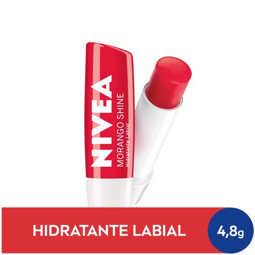 NIVEA Hidratante Labial Morango Shine Hidratação Prolongada 4,8 g