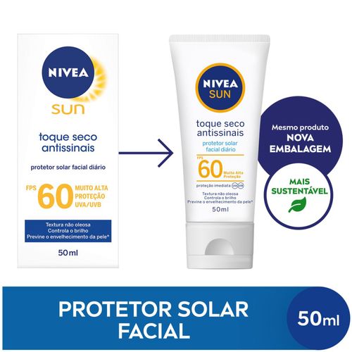 NIVEA SUN Protetor Solar Facial Toque Seco Antissinais FPS60 50ml
