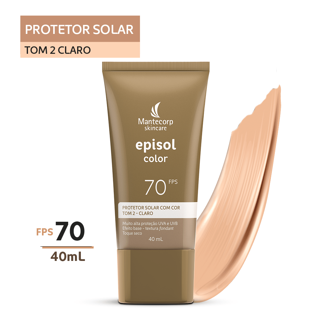Protetor Solar Facial Color Tom 2 Claro FPS 70 40ml Episol - FARMALIFE