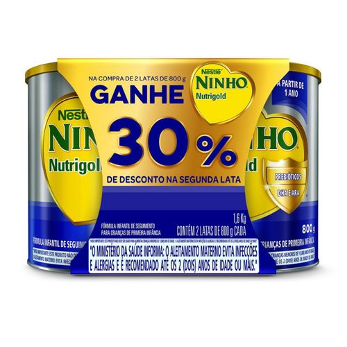 Kit 2x800g NINHO Nutrigold Composto Lácteo Lata
