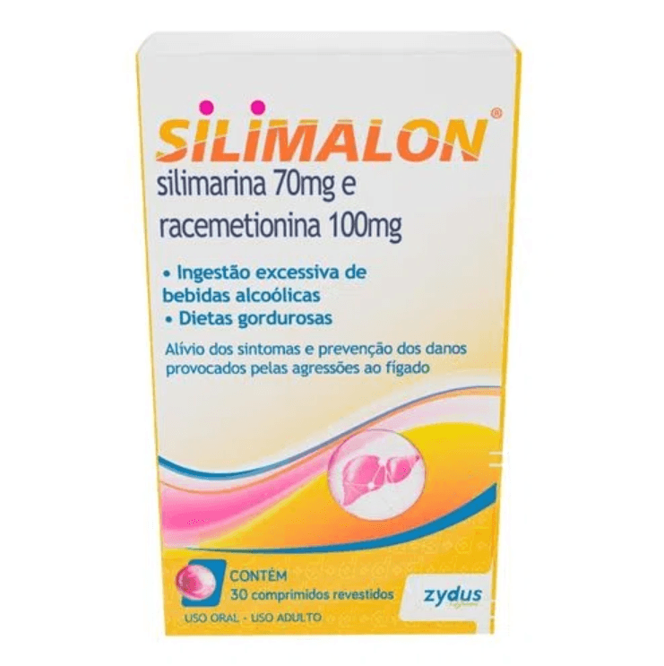 Silimalon Silimarina 70mg + Racemetionina 100mg Zydus - 30 comprimidos