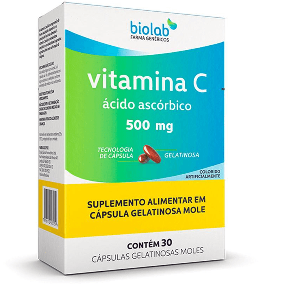 Biolab Vitamina C 500mg Liberação Prolongada 30 Cápsulas Gelatinosas ...