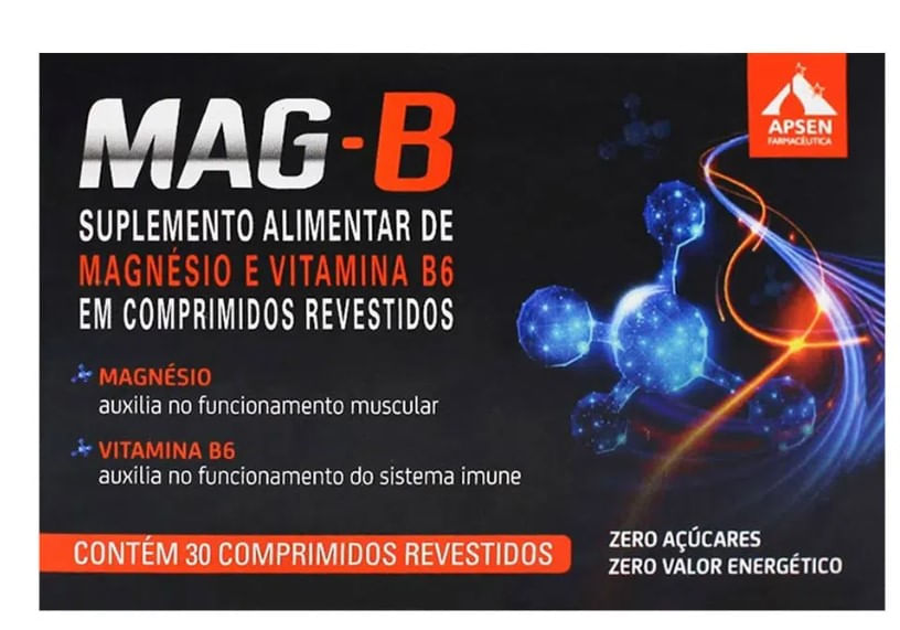 Mag B Apsen 280 mg Magnésio + Vitamina B6 30 Comprimidos - FARMALIFE