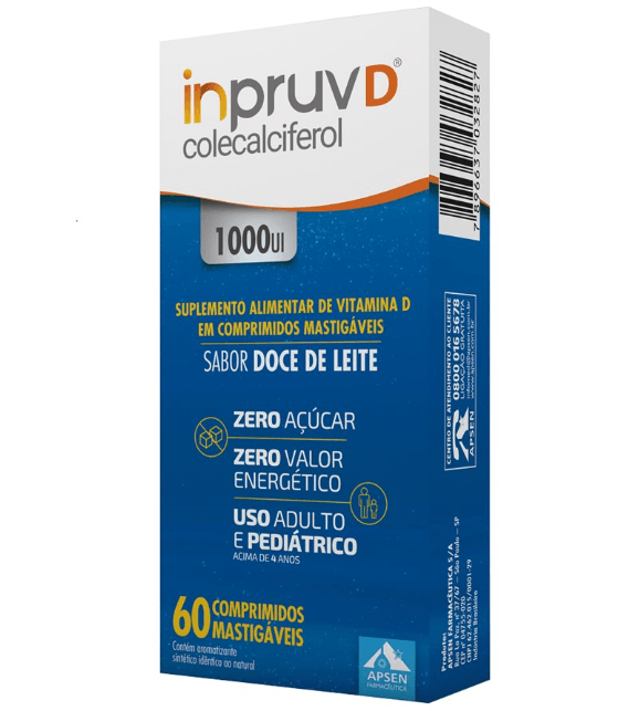 Inpruv D 1000UI Apsen - Vitamina D3 Mastigável 60 Comprimidos ...