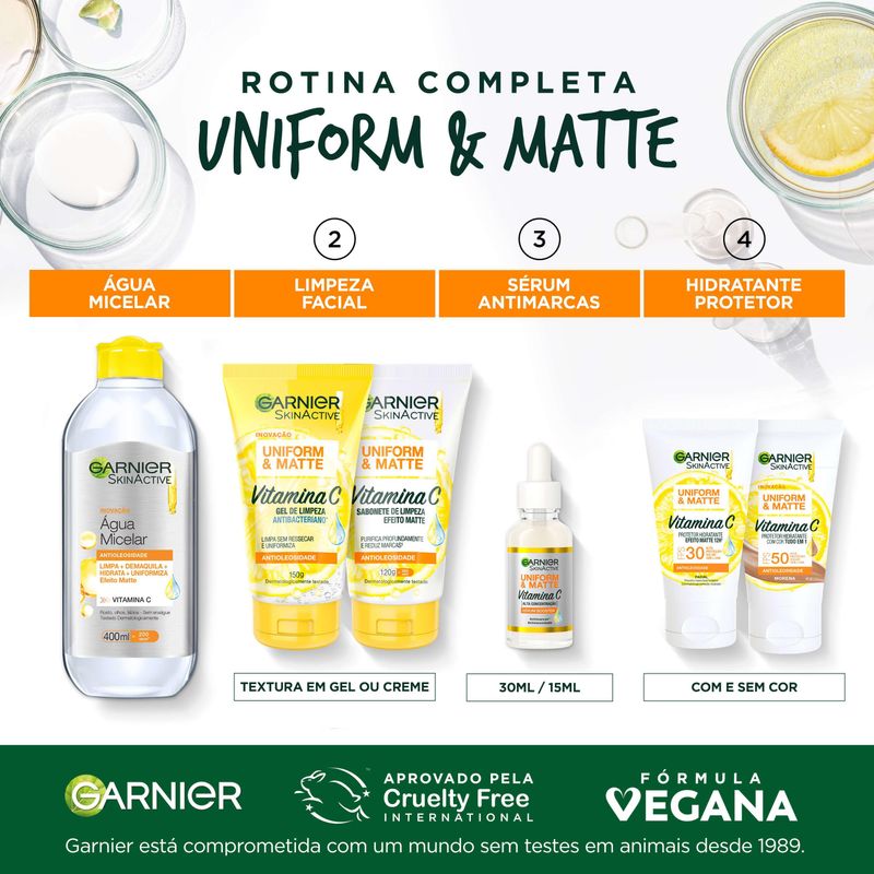 Limpeza-Facial-Garnier-Uniform---Matte-Vitamina-C-Antioleosidade-120g