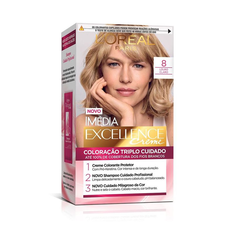 Tinta de Cabelo Imedia Excellence 8 Louro Claro