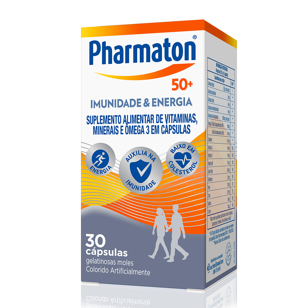 Pharmaton 50+ Imunidade e Energia Multivitamínico com Ômega-3 30 ...