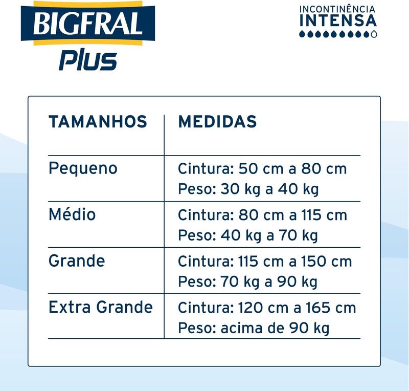 FRALDA GERIÁTRICA BIGFRALDAL PLUS REGULAR G C/18 - Drogasmil