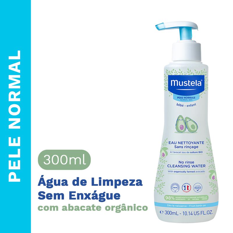 Água de Limpeza Sem Enxágue Mustela Bebê Pele Normal - 300ml