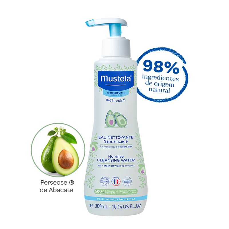 Água de Limpeza Sem Enxágue Mustela Bebê Pele Normal - 300ml