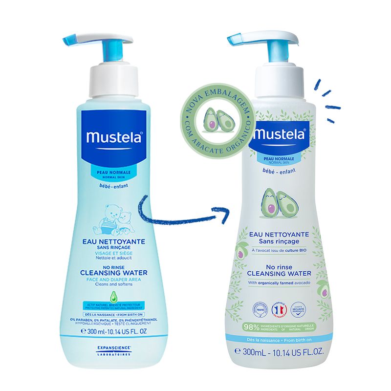 Água de Limpeza Sem Enxágue Mustela Bebê Pele Normal - 300ml