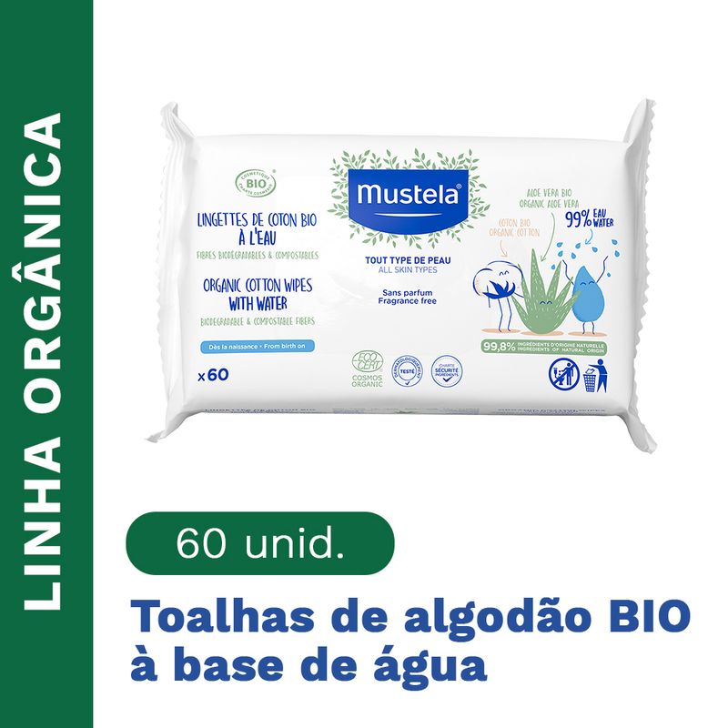 Mustela BIO Organic Cotton With Water Wipes x60