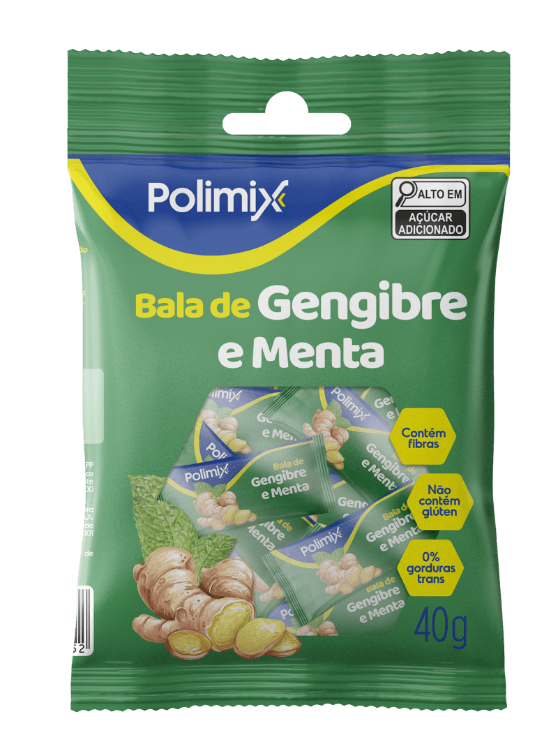 Bala Gengibre e Menta Polimix - 40g