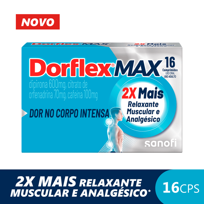 Dorflex Max Analgésico e Relaxante Muscular Dipirona 600mg - 16 comprimidos