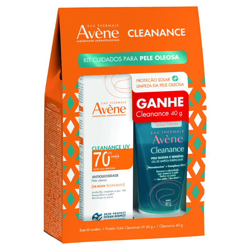 Kit Avéne Cleanance Protetor Solar Fps 70 + Gel de Limpeza Pele Oleosa - 40g (cada)