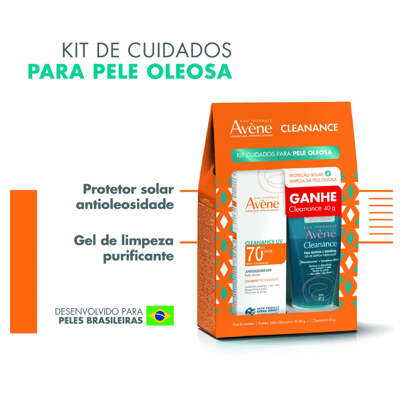 Kit Avéne Cleanance Protetor Solar Fps 70 + Gel de Limpeza Pele Oleosa - 40g (cada)