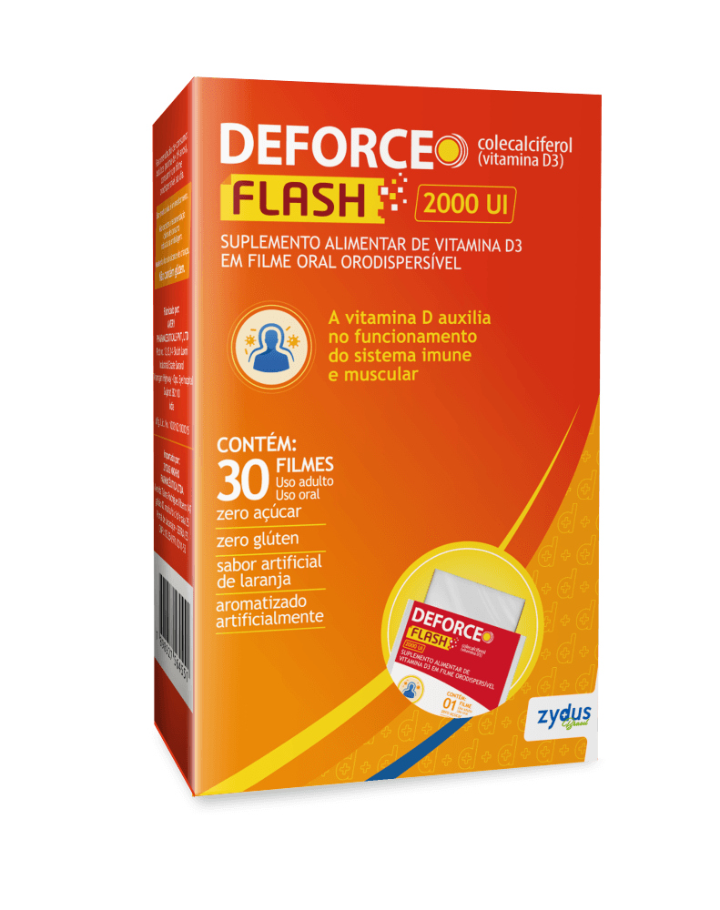 Deforce Flash 2000 UI Zydus - Vitamina D3 em Filme Orodispersível ...