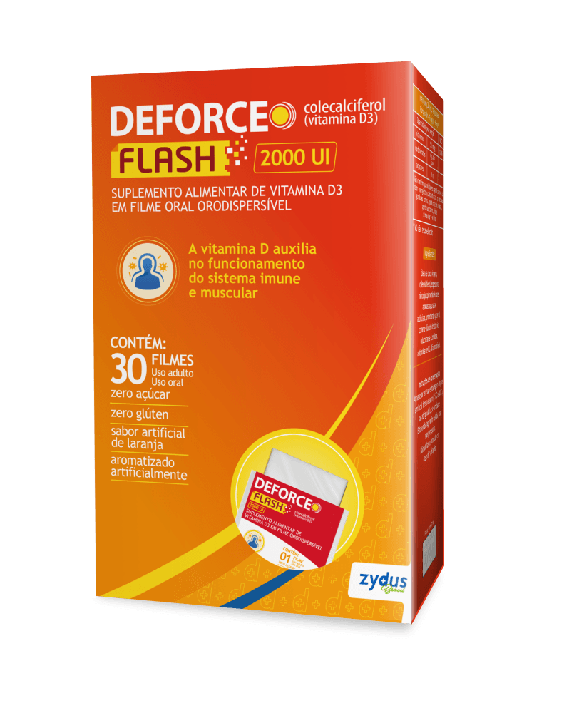 Deforce Flash 2000 UI Zydus - Vitamina D3 em Filme Orodispersível ...