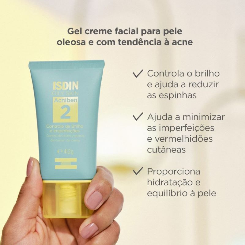 Gel Creme Controle de Brilho e Imperfeições Isdin Oily Skin Acniben 2 - 41,2g