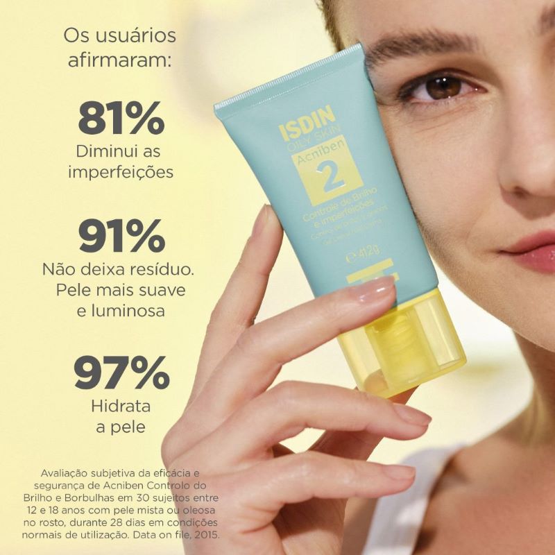 Gel Creme Controle de Brilho e Imperfeições Isdin Oily Skin Acniben 2 - 41,2g