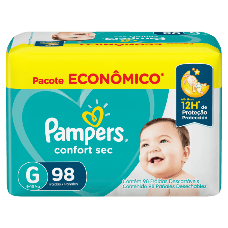 Fralda Pampers Confort Sec G - 98 unidades