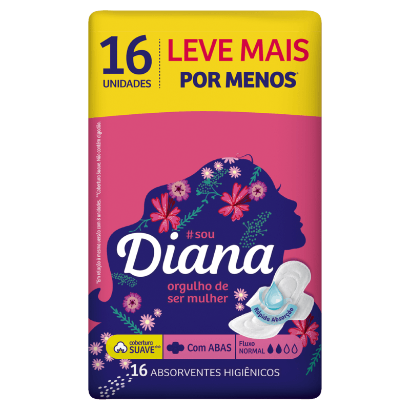 Absorvente Diana com Abas Suave Leve Mais Pague Menos - 16 Unidades