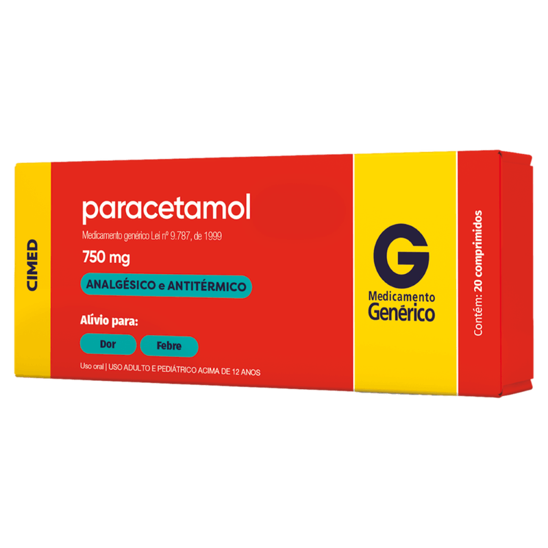Paracetamol 750mg Cimed - 20 comprimidos