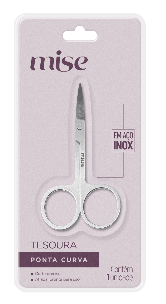 Tesoura para Unhas em Aço Inox Mise Ponta Curva - 1 unidade