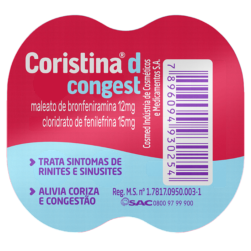 Coristina D Congest 12mg Liberação Prolongada - 4 Comprimidos Revestidos